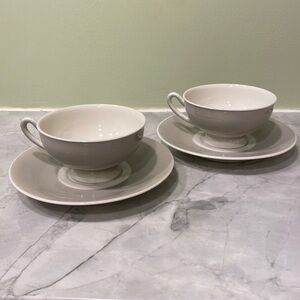 Gray teacup and saucer set